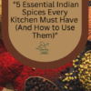 Indian spices including turmeric, cumin, coriander, red chili, and garam masala in small bowls